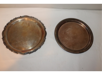 Pair Of Silver Plate Round Trays