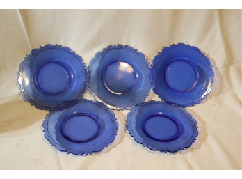 Vintage Cobalt Blue Glass Plate Set
