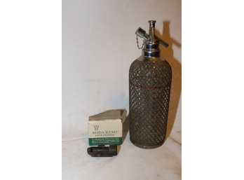 Vintage Seltzer Bottle And Cartridges
