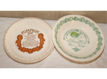 Vintage Pumpkin Pie And Spinach Salad Ceramic Plates