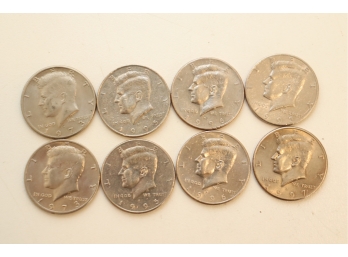 Lot Of 8 US Kennedy Half Dollar Coins
