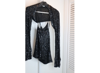 Donna Karan Cashmere/ Silk Sequin Tank Top And Sleeve Jacket Size S