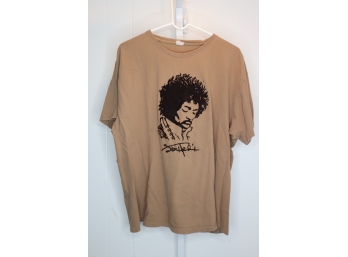 Jimi Hendrix Felt Graphic T-Shirt Authentic  Brown Short Sleeve Shirt Size L