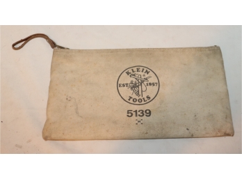 Vintage  Klein 5139 12-1/2 X 7' White Canvas Zipper Multi-Tool Bag