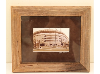 Framed Photograph Yankee Stadium Signed Jack Miller