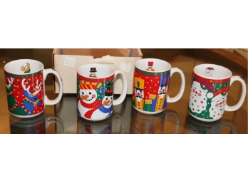 Set Of 4 Christmas Holiday Coffee Mugs