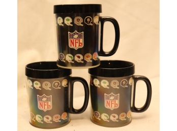 3 Vintage NFL Thermo-serv Plastic Coffee Mugs