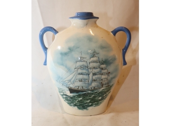 Vintage Sailing Ship Ceramic 2 Handled  Jug Vase