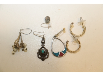 Vintage Earring Lot.  Only 1 Pair, But Nice Singles.