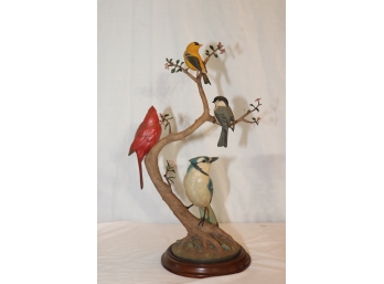Danbury Mint SONGBIRDS OF SPRING Sculpture Bob Guge Chickadee Cardinal Bluejay