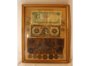 Vintage Currency Plaque Coins Bills $100 Confederate Alabama Bank Note