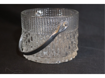 Vintage Glass Ice Bucket With Chrome Handle