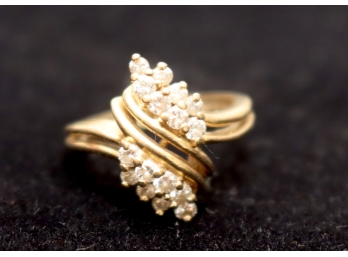 Vintage 14k Yellow Gold Diamond Cluster Ring 4.0g