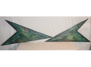 Pair Of Cool Wooden Arrow Wall Hanging Art Decor Signed