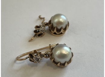 14k Gold And Pearl Earrings  REPAIR