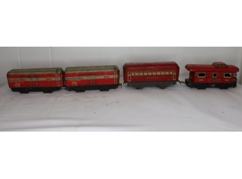 Pair Vintage Marx Tin Train Car Merchandise Service Pennsylvania 37961 & NYC 556 Caboose