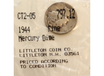 1944 Mercury Dime Fine Grade Sealed Littleton Coin Co.