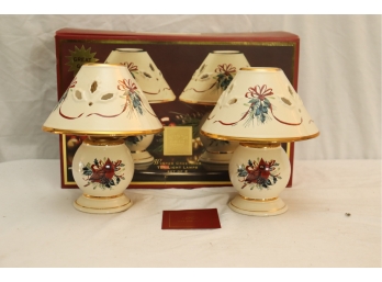 Pair Of Lenox Winter Greetings Tea Lamps With Box