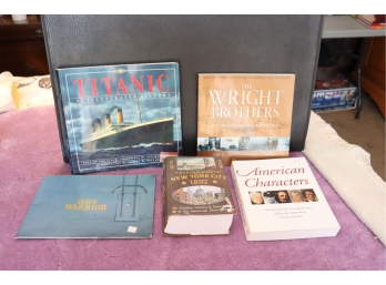 Nice Book Lot Titanic, HMS Warrior, The Wright Brothers, New York City 1892, American Characters