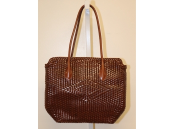 De Vecchi By Hamilton Hodge Brown Woven Leather Handbag Purse