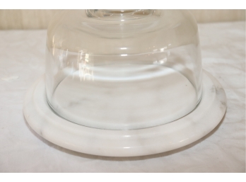 Glass Covered Marble Cheese Plate