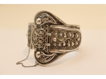 Vintage Ornate Metal Bangle Bracelet Belt Buckle Clasp