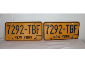 1973-86 Matched Set Vintage NY License Plates  7292-TBF