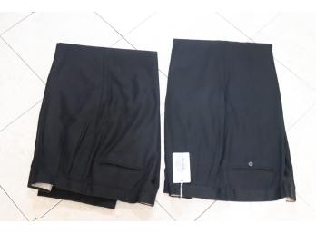 2 Pairs Mens Black Pleated Dress Pants Size 38 Zanella Is New With Tags