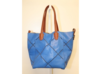 Louenhide Blue Leather Handbag Tote Purse