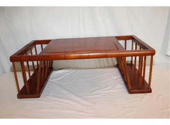 Solid Cherry Wood Finish Breakfast In Bed Reading Table Tray With Side Holders