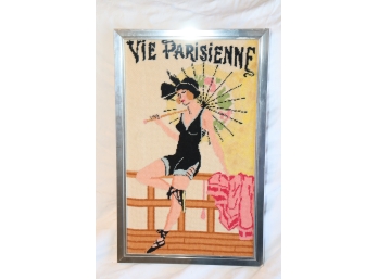 Vintage Framed Vie Parisienne Needlepoint