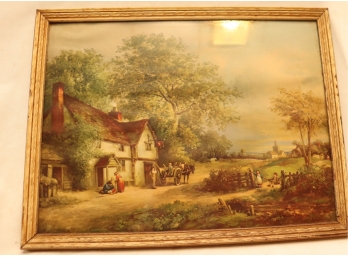 Vintage Framed Country Scene Picture