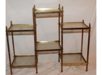 Vintage Brass Glass Shelved Unit