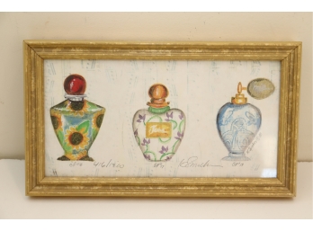 Framed K. Spicher Signed & Numbered Perfume Bottle Prints