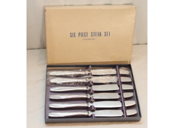 Vintage Boxed 6 Piece Stainless Steel Steak Knife Set