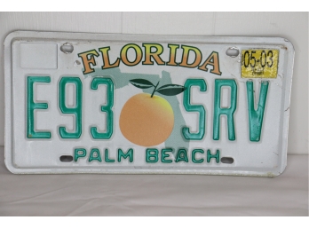 Florida License Plate Palm Beach 2003 Registration.