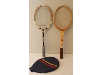 Vintage Regent Challenger W/ Cover And Slazenger Personal Wooden Tennis Rackets