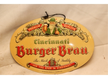 Vintage Cincinnati Burger Brau Beer Sign