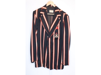 Vintage English Striped Blazer T.M. Lewin & Sons London Crest And Pocket Square 40R