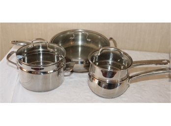 Glass Top Stainless Steel Double Boiler And Large Pot