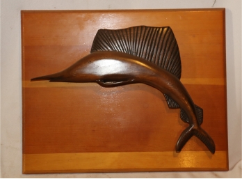 Cool Wooden Sailfish Plaque Signed & Dated 1984