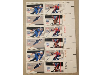 1980 Winter Olympic US 15 Cent Stamps Ski Skate Hockey