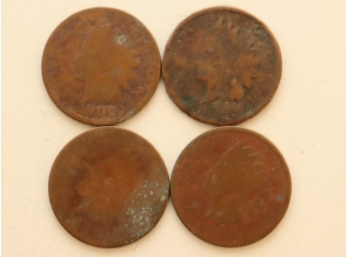 Lot Of 4 Indian Head Pennies US Coins