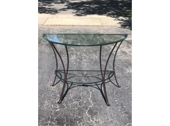 Half Round Glass Top Wrought Iron Table