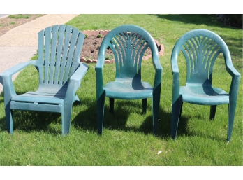 Plastic Green Adirondack Chair And Pair Of Chairs