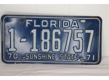 1970-1971 Florida License Plate