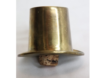 Vintage Brass Top Hat Cork Wine Bottle Stopper Made In India