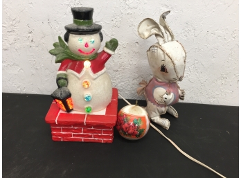 Vintage Light Up Snowman, Vintage Rabbit