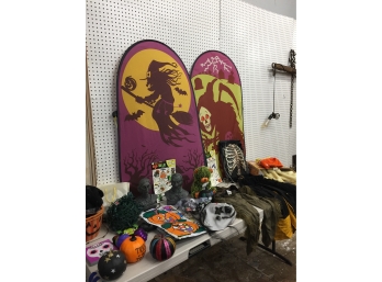 Large Assortment Of Halloween Decor,  Indian Costume, And Much More