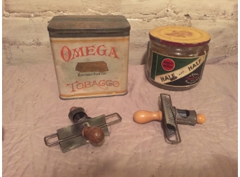 2 Vintage Nutmeg Grinders And Tobacco Containers-  Omega & Burly And Bright